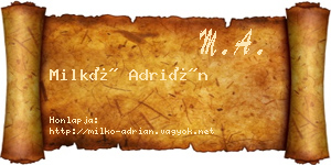 Milkó Adrián névjegykártya